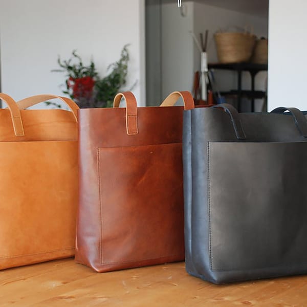 Leather Tote Bag soft grain. Full grain leather. Soft leather bag. Custom leather bag handmade. Leather purse bag. Monogram leather tote bag