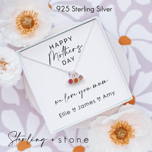 Mother's day gift necklace birthstone necklace sterling silver birthstone necklace gift for her happy mothers day personalised gift