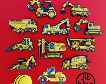 Construction Vehicle Jibbitz, Excavator Croc charms, Digger Croc Charms,  Clog charms, Pin, badge, Tractor, Digger Drill, Cement Truck