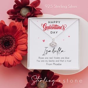 Regalo de Galentine Collar de corazón infinito Collar de corazón de plata esterlina Collar de la amistad BFF Collar de corazón del club de Galentine Regalo para ella