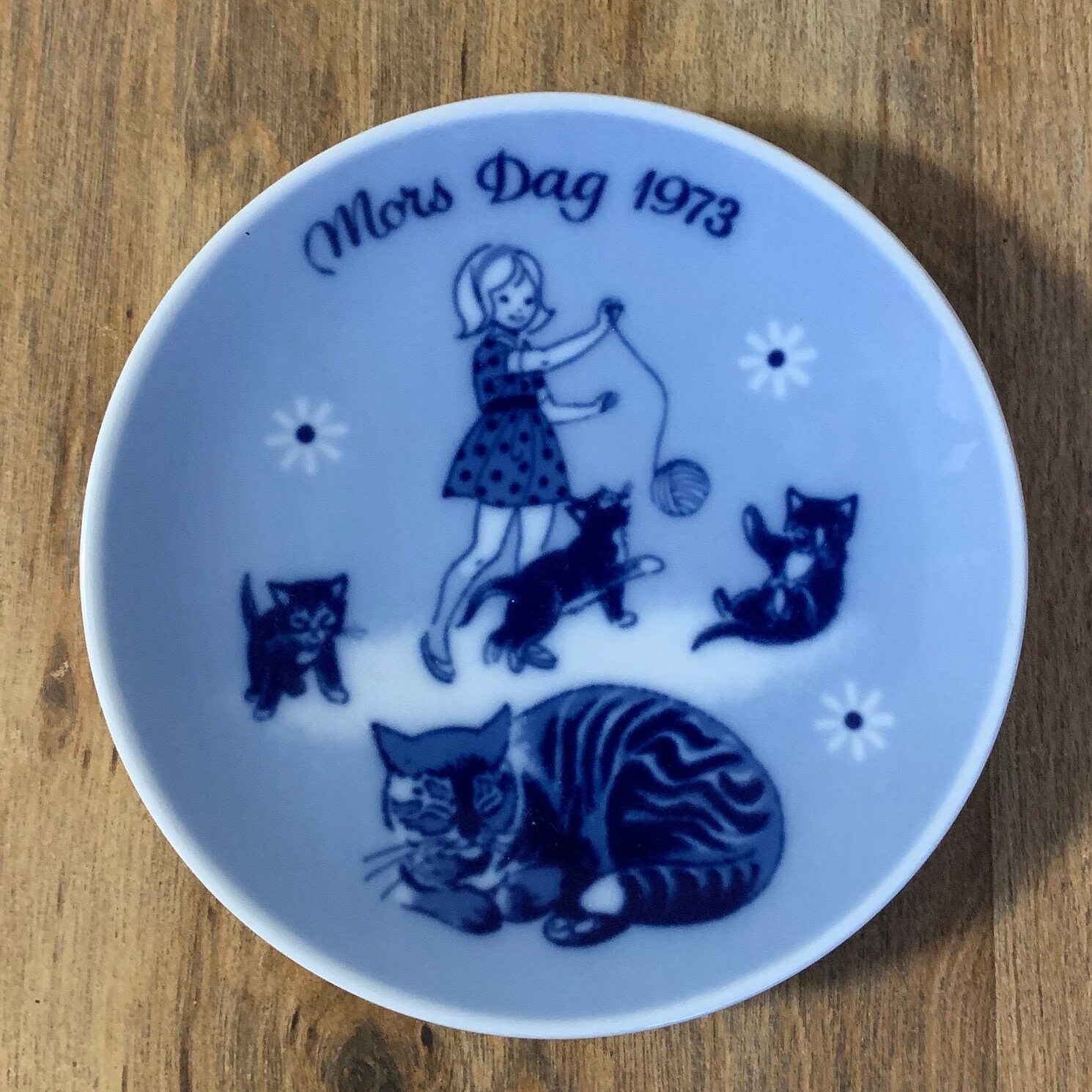 1973 Mors Dag Blue Vintage Collectible Plate - Etsy
