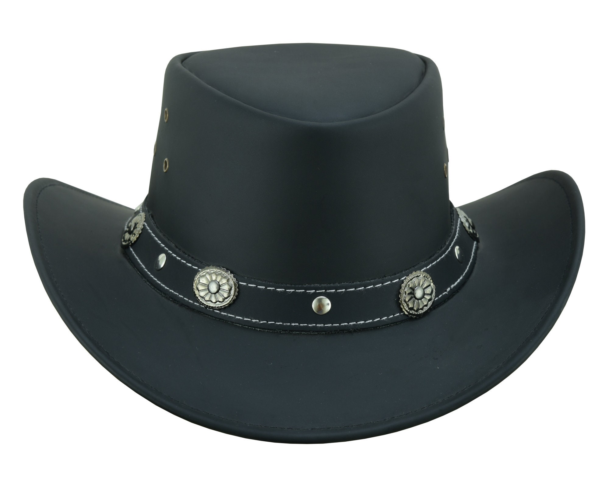 Lesa Collection Capri Leather Hat for Men and Women Cowboy Cowgirl Outback Western Hat