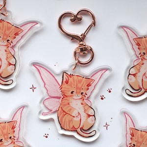 Fairy cat acrylic key charm | meme cat | 2in | double sided | cat charm