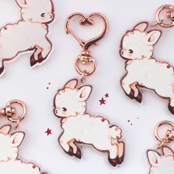 Lamb acrylic key charm | sheep | 2in | double sided | sheep charm