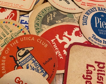 Vintage Beer Coasters from the 50s to the 80s for Art or Design Projects