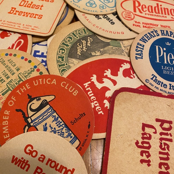 Vintage Beer Coasters from the 50s to the 80s for Art or Design Projects