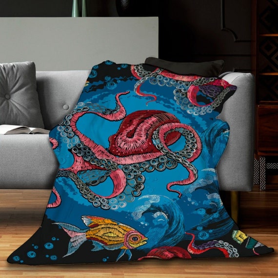Octopus Blankets Sea Creatures Sherpa Blanket Artistic Soft Etsy