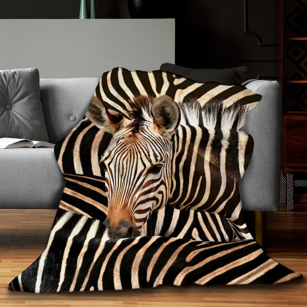 Zebra Blankets Safari Print Sherpa Blanket Decorative Soft Etsy