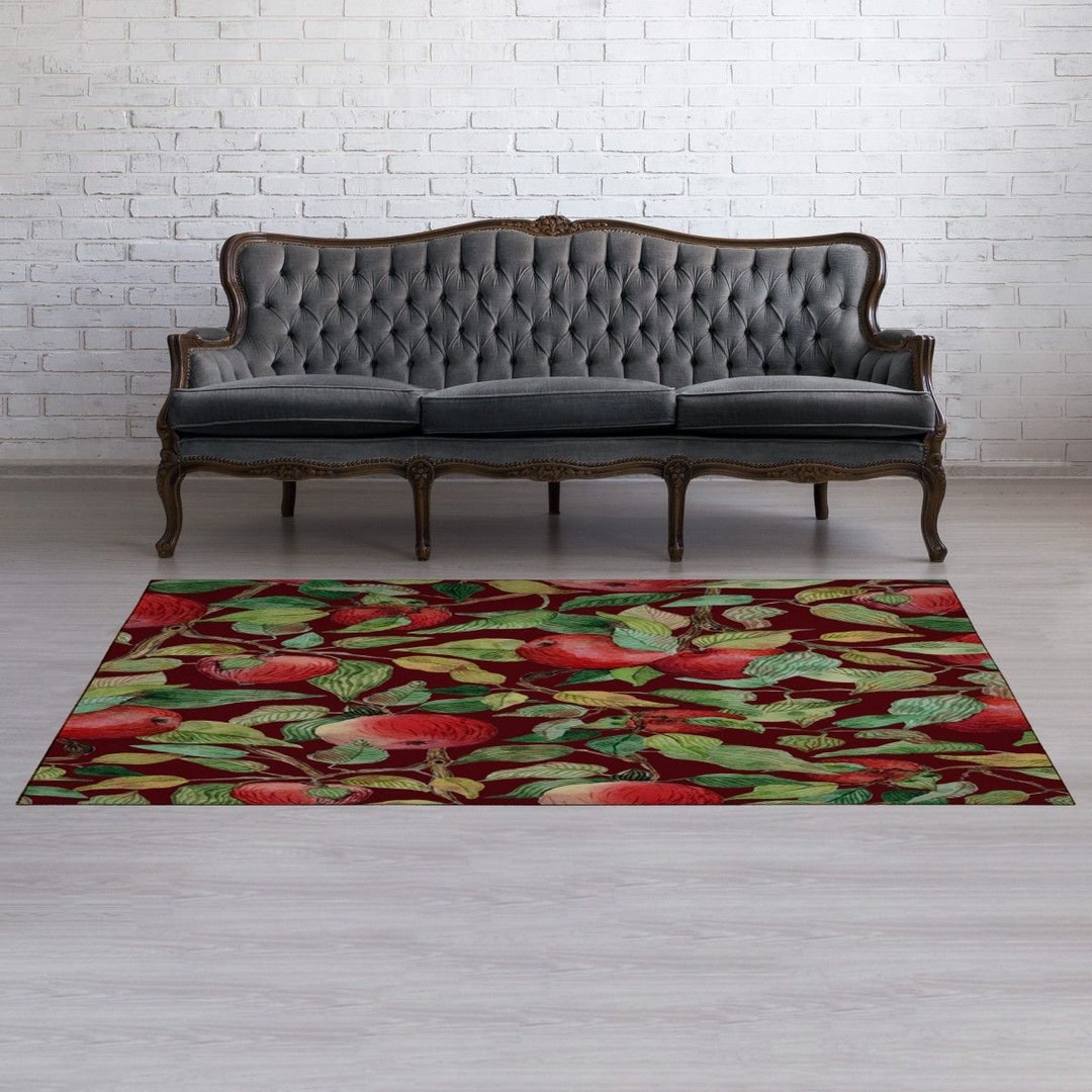 Apple Rugs Tree Area Rugs Watercolor Carpets Fruit Floor Mats Etsy
