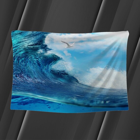 Wave Fabrics Ocean Fabric by the Yard Seascape Linen Fabric Etsy