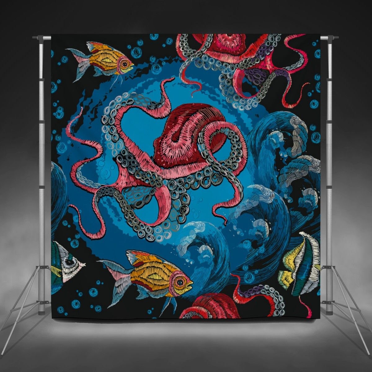Octopus Backdrops, Sea Creatures Fabric Backdrop, Artistic Custom