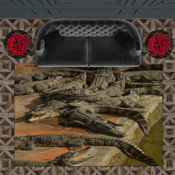 Large Alligator/crocodile Rugs Crocodiles Area Rugs Reptiles Etsy