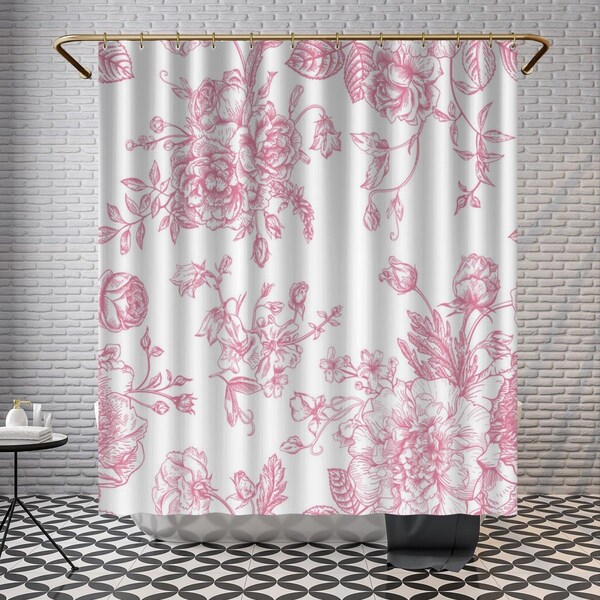 Pink Toile Curtains Etsy