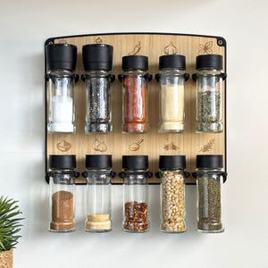 Gewürzregal aus Holz mit Klicksystem, für 5/10 Glasbehälter oder geeignet für viele Standardgrößen