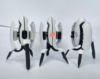 Sentry turret from Portal - 3D printed model with LED lighting - Video game replica - Gaming present