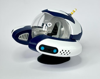 Subnautica の Seamoth - 内部とスタンドが見える 3D プリントモデル - ビデオゲームのミニチュア - 16 cm