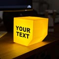 Yellow Cube Lamp – Personalized Festival Decor – Rave Nightlight – Custom Text or Logo product logo