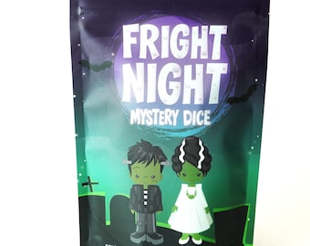 Fright Night Mystery Dice Pack – Spooky RPG Dice Set with Skull Designs, Enamel Pin Sticker for D&D, Pathfinder Tabletop Gaming