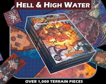 Dungeon Craft – Hell and High Water Terrain Book – 1000+ Dry Wet Erase RPG Pieces