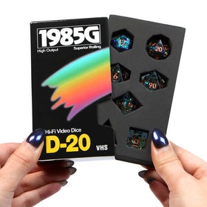 Juego de dados VHS retro: dados de rol de borde afilado Starstorm Galaxy