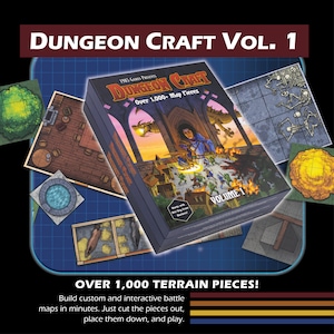 Dungeon Craft Vol. 1 – Livro de Terrenos para RPGs de Fantasia – Mais de 1000 Peças para Apagar a Seco/Úmido