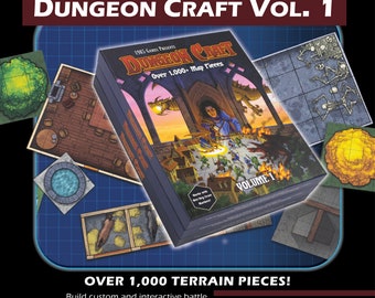 Dungeon Craft Vol 1 Core Terrain Book with 1000+ Reusable Dry Wet Erase Pieces for D&D, Pathfinder, RPG Tabletop Maps Battle Scenes