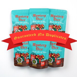 Festive Mystery Dice Set | Holiday RPG Polyhedral Resin Dice (6 Pack)