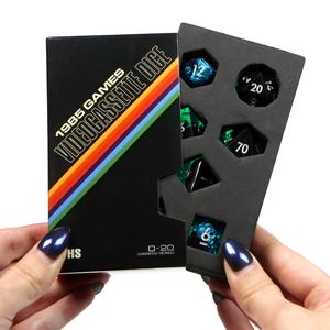 VHS-Inspired Resin Surge Dice Set for RPG - Sharp Edge Collection - Unique Roleplaying Gift