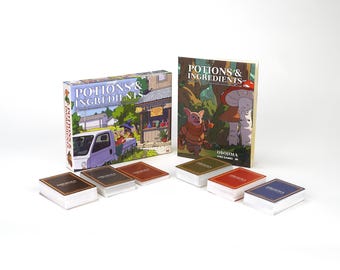 Obojima Potions Ingredients Deck Box | TTRPG Reference Cards, Cozy Fantasy, Ghibli-Inspired Brewing