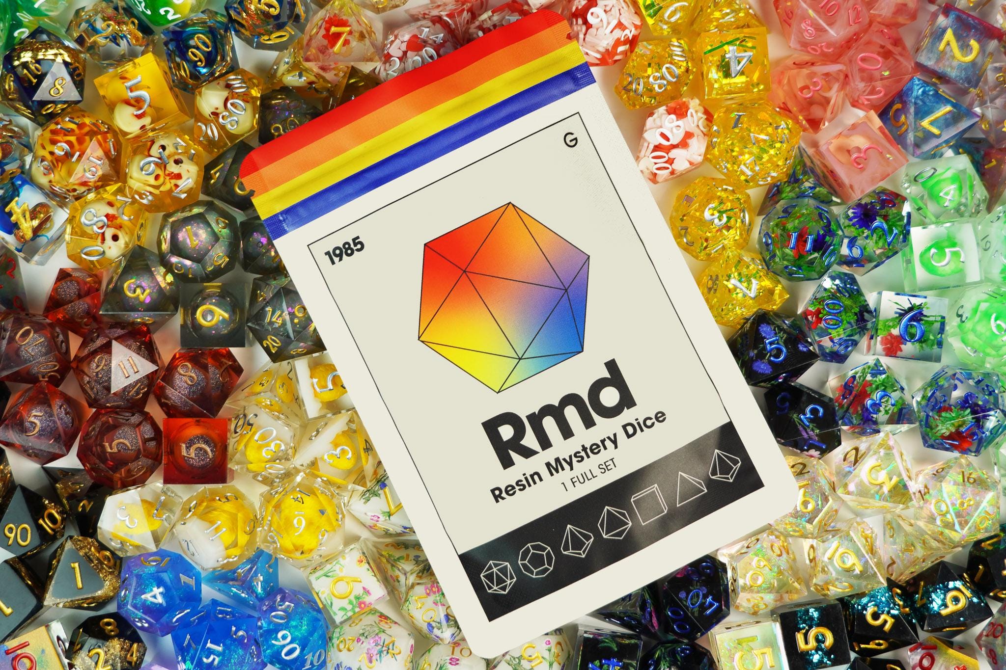 Sharp Edge Mystery Polyhedral Dice Set - 7pc Hand Poured Resin for DnD, RPG, and TTRPG Games