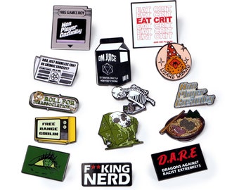 DnD Mystery Enamel Pin: Retro Game Geek Lapel Badge