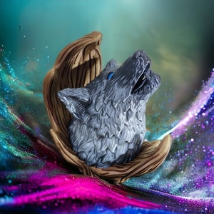Howling WOLF statue figure MULTICOLOR 3d PRINT