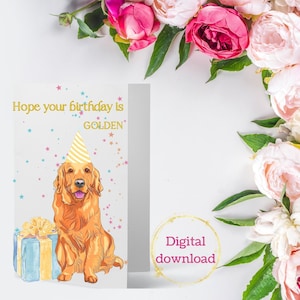 Golden Retriever card| Birthday Card for dog lover| Printable Dog Birthday Card, Printable Birthday Card Funny, Digital Birthday Card