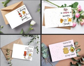 Set of 4 funny card| Card for husband| Lover food| Instant download