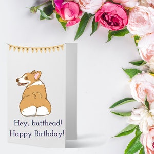 Carte d'anniversaire Corgi | Carte d'anniversaire imprimable chien, carte d'anniversaire imprimable drôle, carte d'anniversaire numérique de chien, carte de voeux 5 x 7