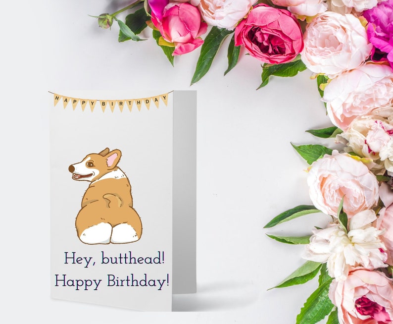 Corgi Birthday Card| Printable Dog Birthday Card, Printable Birthday ...