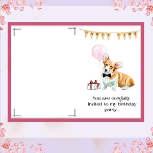 誕生日パーティー招待状、記念日の贈り物、即時ダウンロード、ペット愛好家招待状、デジタルプリント、犬のお母さんへの贈り物