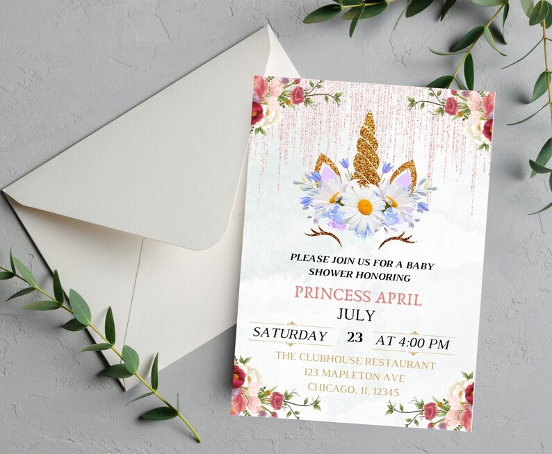 Baby Shower Invitation It's a Girl Invitation Editable Template PNG