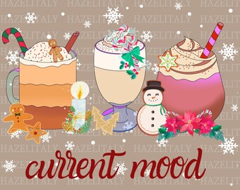 Christmas Drinks PNG | Holiday Coffee, Hot Chocolate Design (Digital Download)