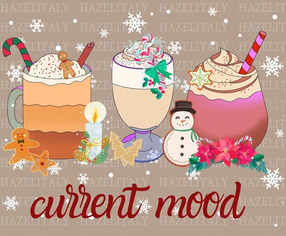 Christmas Drinks PNG | Holiday Coffee, Hot Chocolate Design (Digital Download)