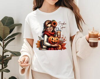 Autumn Vibes Pumpkin Spice Girl, PNG tendance, chemise automne PNG, Design par sublimation, téléchargement numérique, tournesol PNG