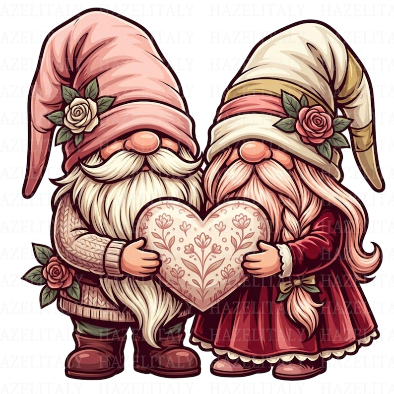 Valentine Gnomes PNG Clipart Set, Love Gnome Illustrations, Valentine’s ...