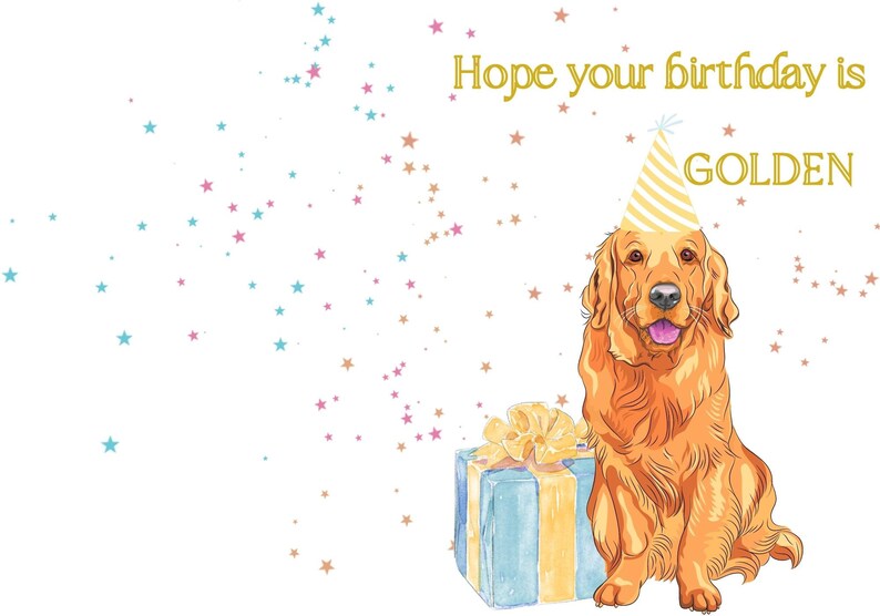 Golden Retriever Card Birthday Card for Dog Lover Printable Dog