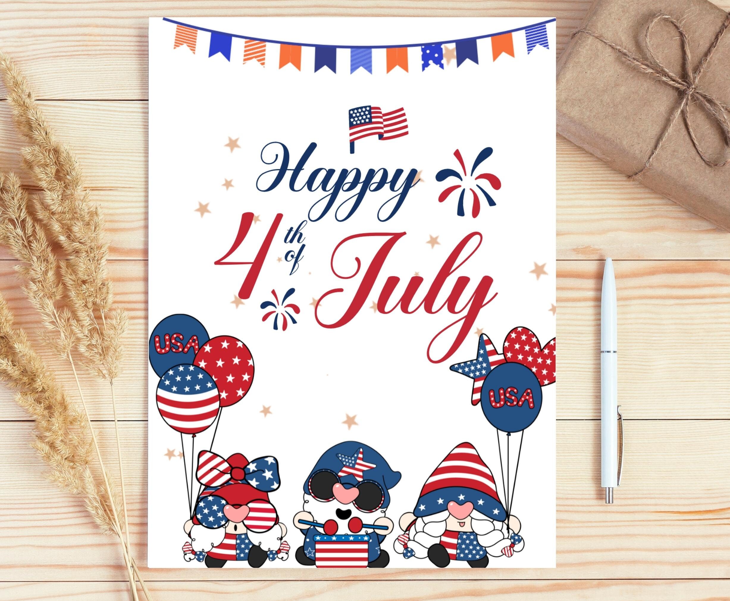 Happy 4th of July Card, Printable Card, Digital Card, Greeting Card