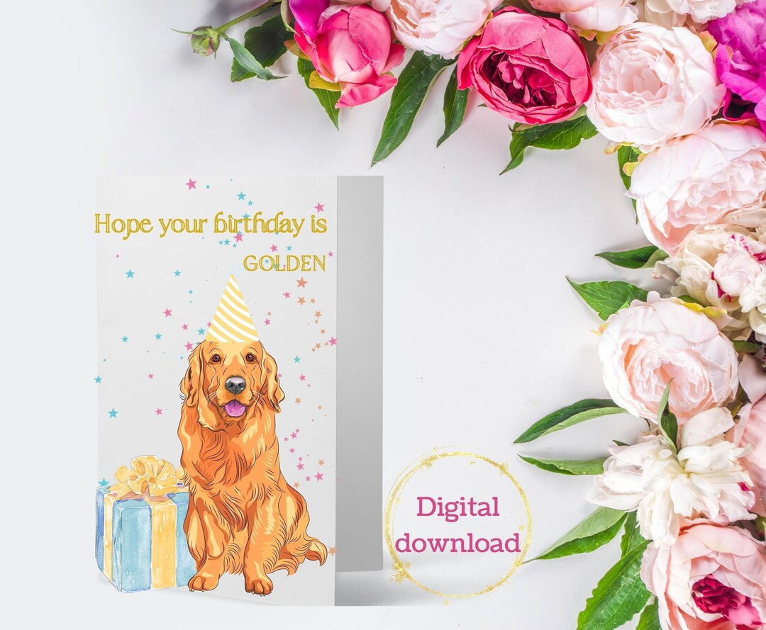 Golden Retriever Card| Birthday Card for Dog Lover| Printable Dog ...