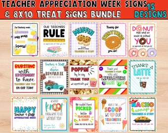 Teacher appreciation week. Teacher appreciation signs. Donut sign. Ice Cream sign. Thanks for everything. PTA PTO Signs