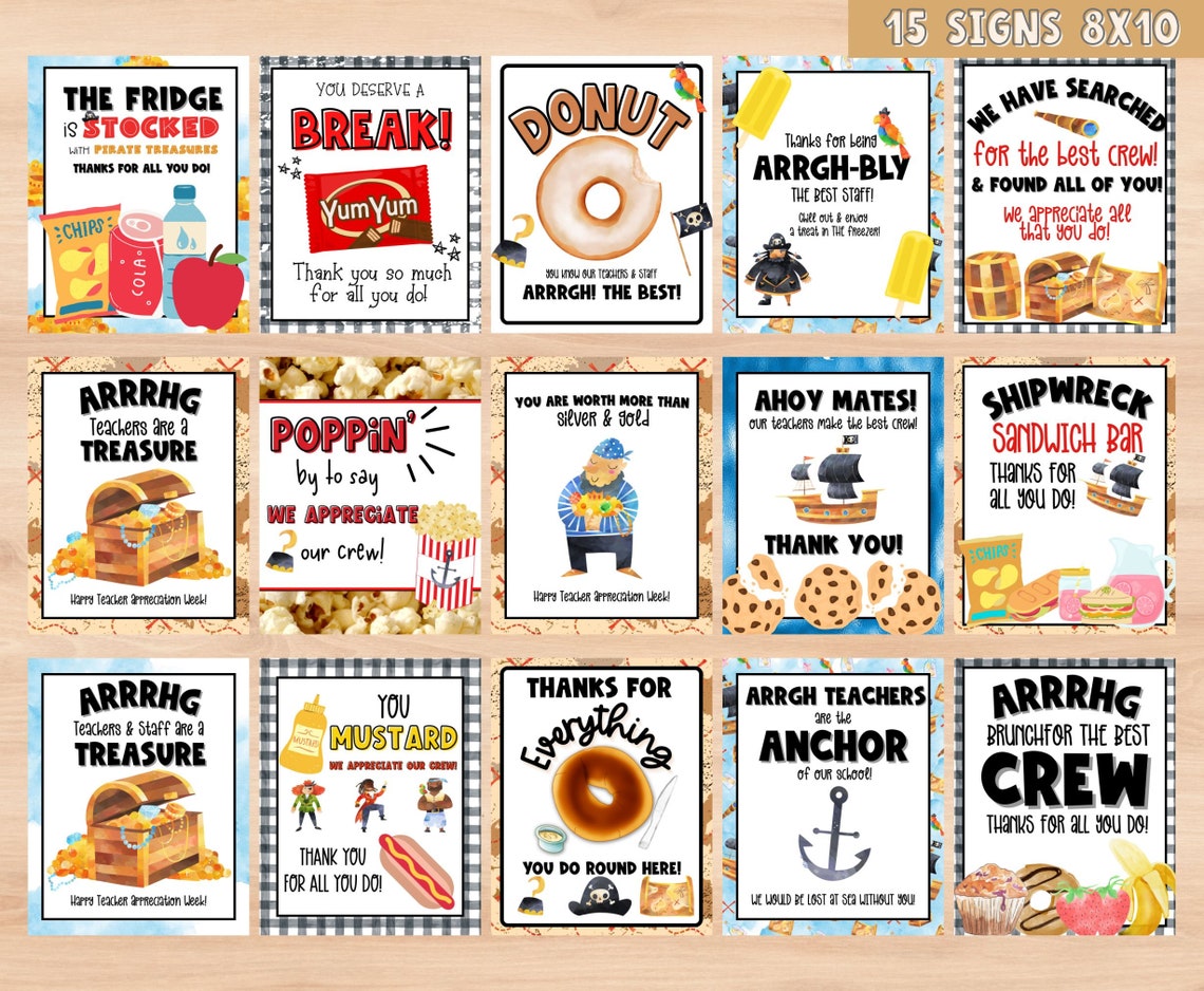 Pirate Themed Teacher Appreciation Weekly Itinerary & Decor Bundle ...