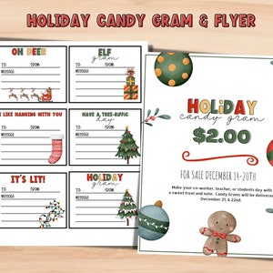 Flyer voor inzamelingsactie voor Christmas Candy Gram voor inzamelingsactie PTA.Holiday School. Bewerkbare flyer voor PTO-evenement.