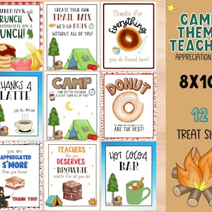 Camp theme for teacher appreciation week. Camp signs for Staff & Teacher Appreciation 8X10"