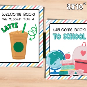 Welcome back to school teacher gift, teacher donut signs, Teacher appreciation signs. thanks a latte, PTA PTO sign Donut box sign.